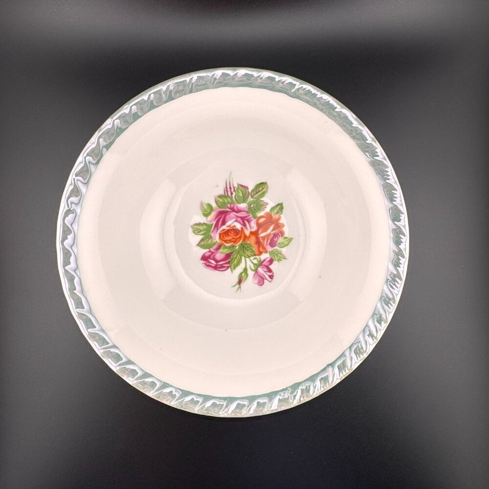 Vintage Yamatsu Japanese Soup Rice Bowl With Aqua Lusterware Trim - Picture 4 of 8